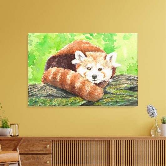 Rode panda canvas afdruk (Insitu (Woonkamer))