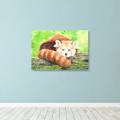 Rode panda canvas afdruk (Insitu (Houten vloer))