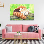 Rode panda canvas afdruk (Insitu (Woonkamer))