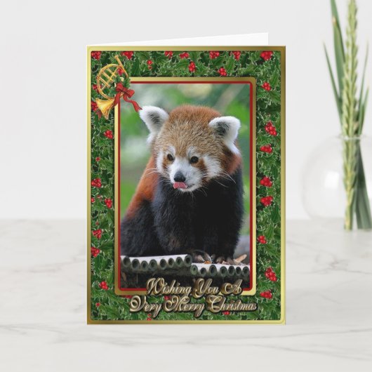Rode Panda Chinees Dier Blank Kerst Kaart (Voorkant)