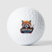 Rode panda die een kom ramen eet golfballen (Voorkant)