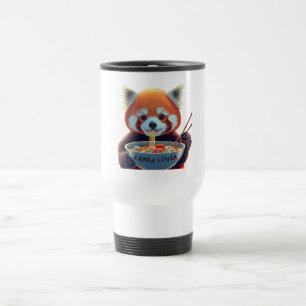 Rode panda die een kom ramen eet reisbeker