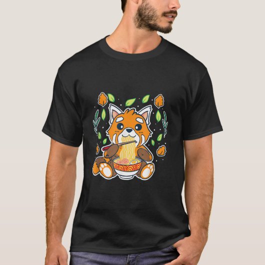 Rode panda die Ra-noedels eet Rode panda T-shirt (Voorkant)
