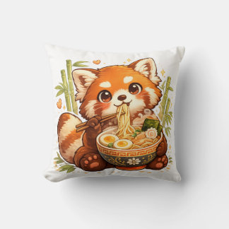 Rode Panda die Ramen eet – Schattige, Coole Noedel Kussen