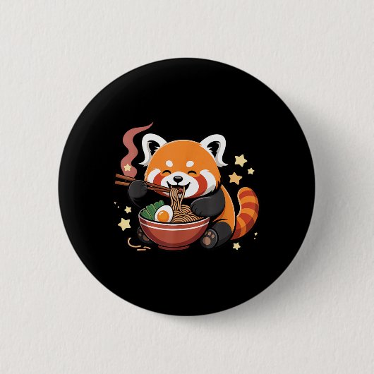 Rode panda die Ramennoedels eet Ronde Button 5,7 Cm (Voorkant)