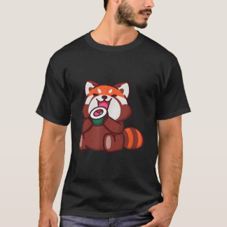 Rode panda die sushi eet Dieren Wasbeer Voedsel T-shirt