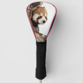 Rode panda die uit een boomstam gluurt golfheadcover (Voorkant)