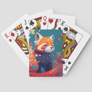 Rode Panda Dier Portret Schilderij Wilde Dieren Bo Pokerkaarten