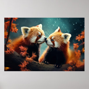 Rode Panda Dier Wildlife Wilderness Kleurrijke Kun Poster