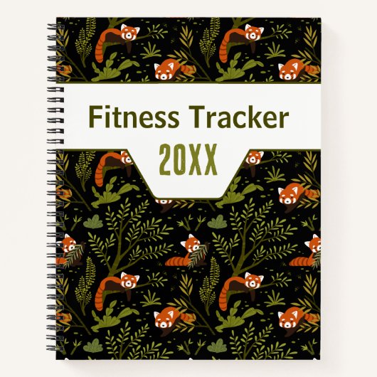 Rode Panda Donkere Jungle Fitness Tracker Notitieboek (Voorkant)