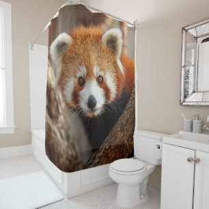 Rode panda douchegordijn