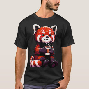 Rode Panda Drink Koffie Thee Zoo Dierenvriend T-shirt