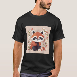 Rode panda en kersenbloesem illustratie Sweet WA T-shirt