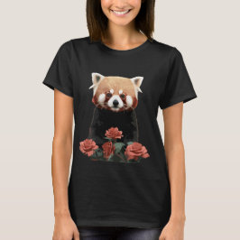 Rode panda en rozen t-shirt