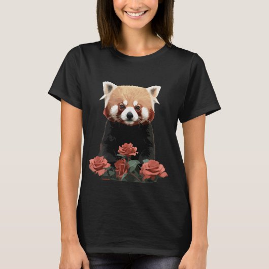 Rode panda en rozen t-shirt (Voorkant)