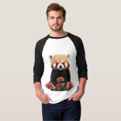 Rode panda en rozen t-shirt (Voorkant volledig)