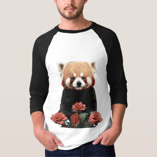 Rode panda en rozen t-shirt (Voorkant)