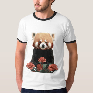 Rode panda en rozen t-shirt