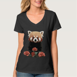 Rode panda en rozen t-shirt