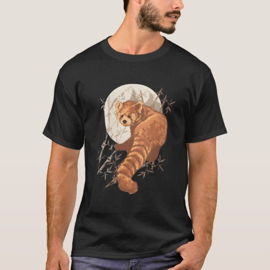 Rode Panda Esthetiek Met Bamboe T-shirt (Voorkant)