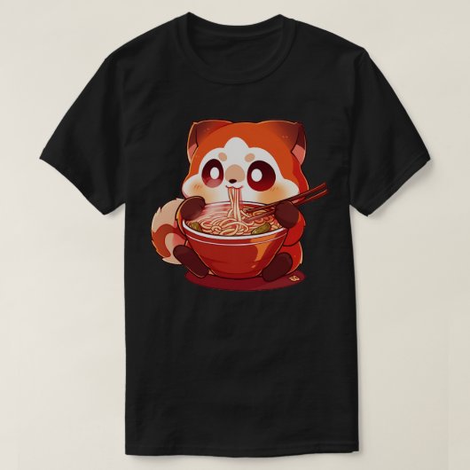 Rode panda eten ramen 1 t-shirt (Design voorkant)