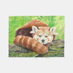 Rode panda fleece deken