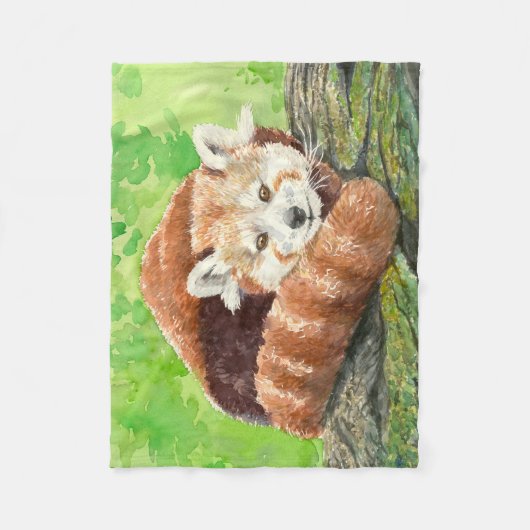 Rode panda fleece deken (Voorkant)