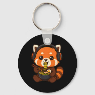 Rode Panda Gamer Die Ramen Eet  Sleutelhanger