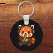 Rode Panda Gamer Die Ramen Eet  Sleutelhanger (Voorkant)