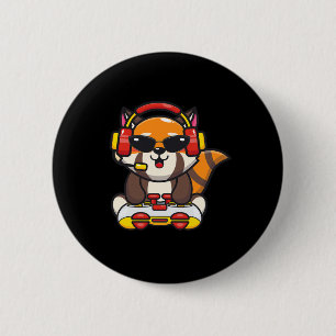 Rode Panda-gamer Funny Red Panda's Dierenliefhebbe Ronde Button 5,7 Cm