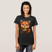 Rode Panda-gaminggamer eet Ramen T-shirt (Voorkant volledig)