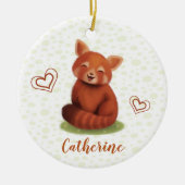 Rode Panda Gepersonaliseerde Naam Keramische Versi Keramisch Ornament (Voorkant)