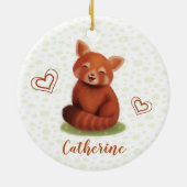 Rode Panda Gepersonaliseerde Naam Keramische Versi Keramisch Ornament (Achterkant)