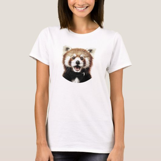 Rode panda gezicht t-shirt (Voorkant)