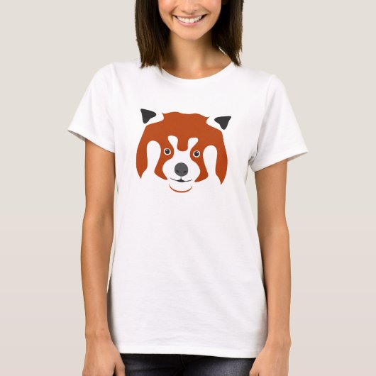 RODE PANDA GEZICHT T-SHIRT (Voorkant)