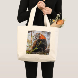 Rode panda grote tote bag