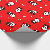 Rode Panda Hart Wrapping Papier (Hoek)