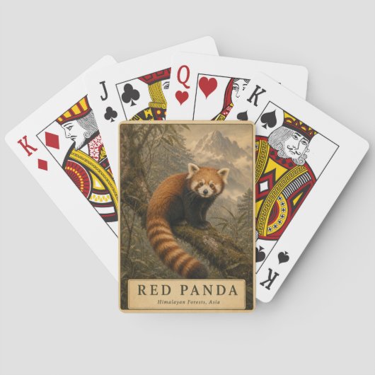 Rode Panda Himalaya Woud VINTAGE Pokerkaarten (Achterkant)
