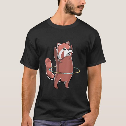 Rode Panda Hula Hoop Danser Dans Cardio Workout T-shirt (Voorkant)