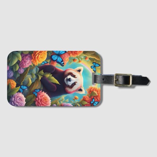 Rode panda in bloei bagagelabel (Voorkant (horizontaal))