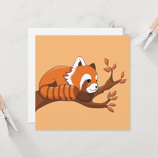 Rode Panda in de boom Kaart (Voorkant / Achterkant in situ)