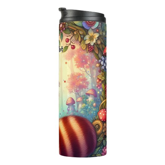 Rode panda in een bloemenrijk Lijst Thermosbeker (Geroteerd rechts)