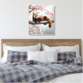Rode panda in een kersenboom canvas afdruk (Insitu (Slaapkamer))