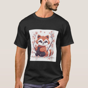 Rode Panda In Kersenbloesem Tuin Mooi Afbeelding T-shirt
