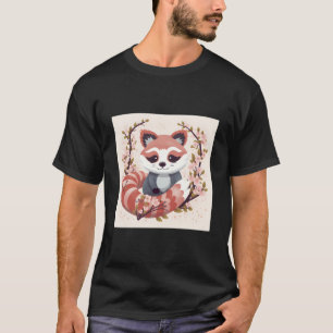 Rode panda in kersenbloesemtuint perfecte lente t-shirt