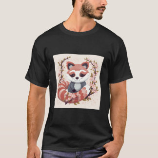 Rode panda in kersenbloesemtuint perfecte lente t-shirt
