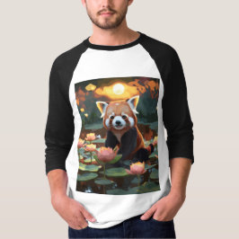 Rode panda in lotusvijver t-shirt