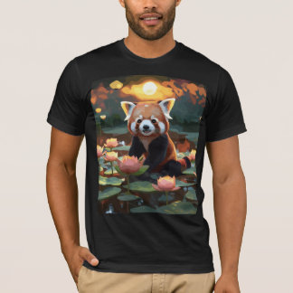 Rode panda in lotusvijver t-shirt