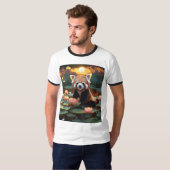 Rode panda in lotusvijver t-shirt (Voorkant volledig)