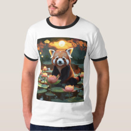 Rode panda in lotusvijver t-shirt